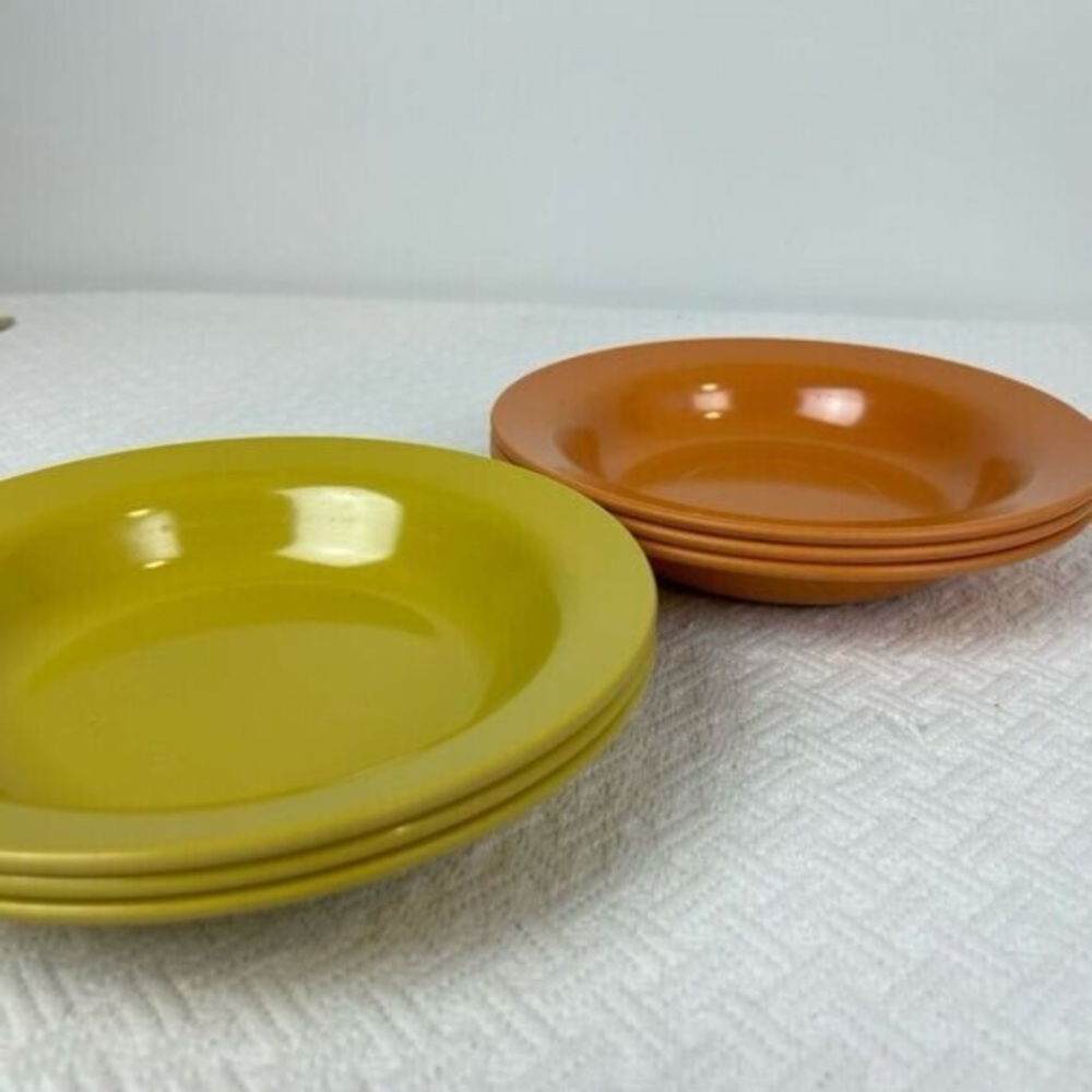 Vintage Melmac Melamine Bowl Set 3 Orange 3 Yellow Serve 6 70s 80s Retro MCM - Picture 4 of 12